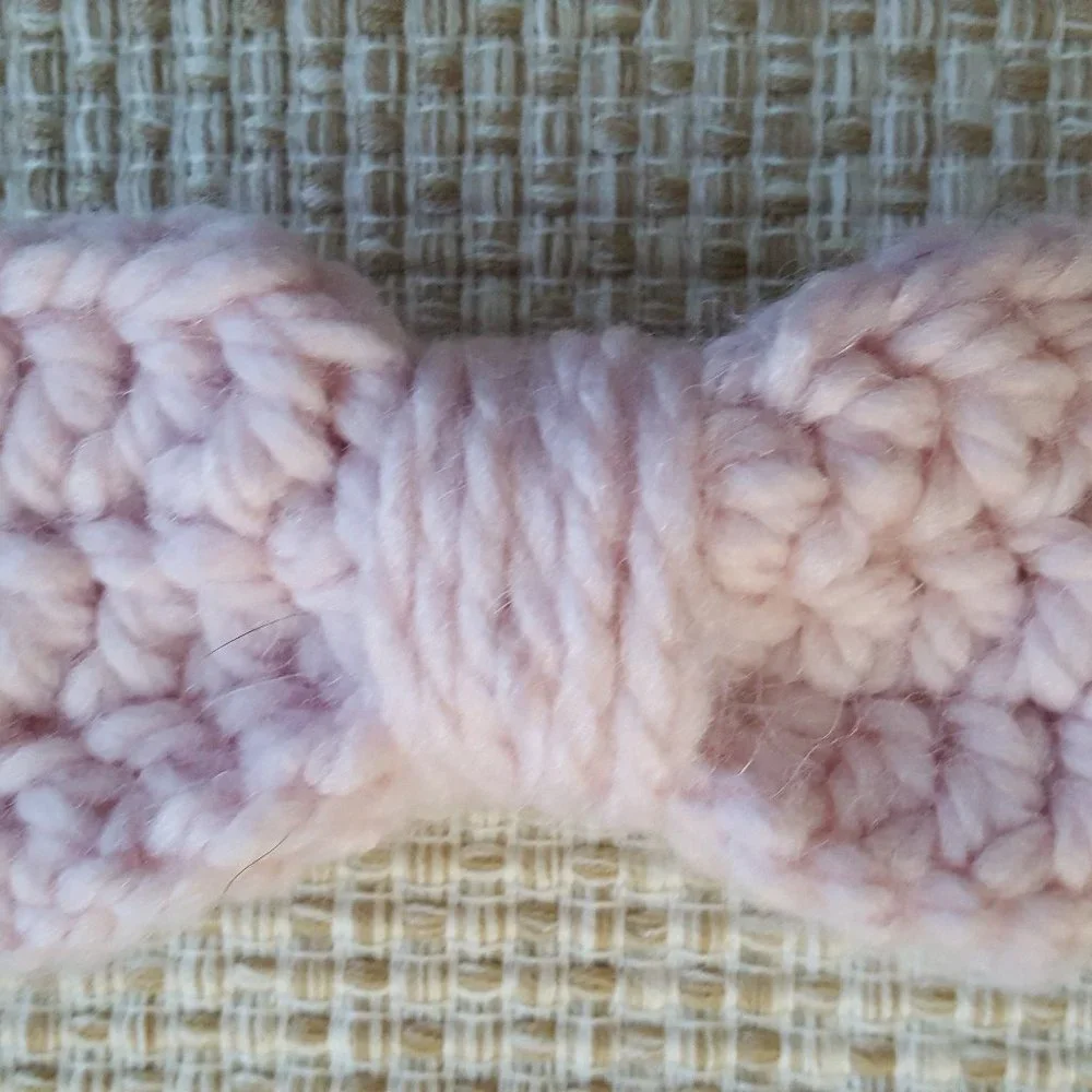 Hand Made Crocheted Bow Barrette HairClip Accessory, Light Pink Large